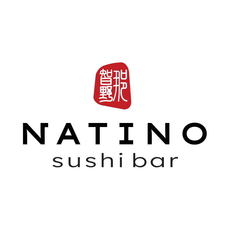 Logotipo de Natino sushi bar. Negro